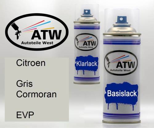 Citroen, Gris Cormoran, EVP: 400ml Sprühdose + 400ml Klarlack - Set, von ATW Autoteile West.